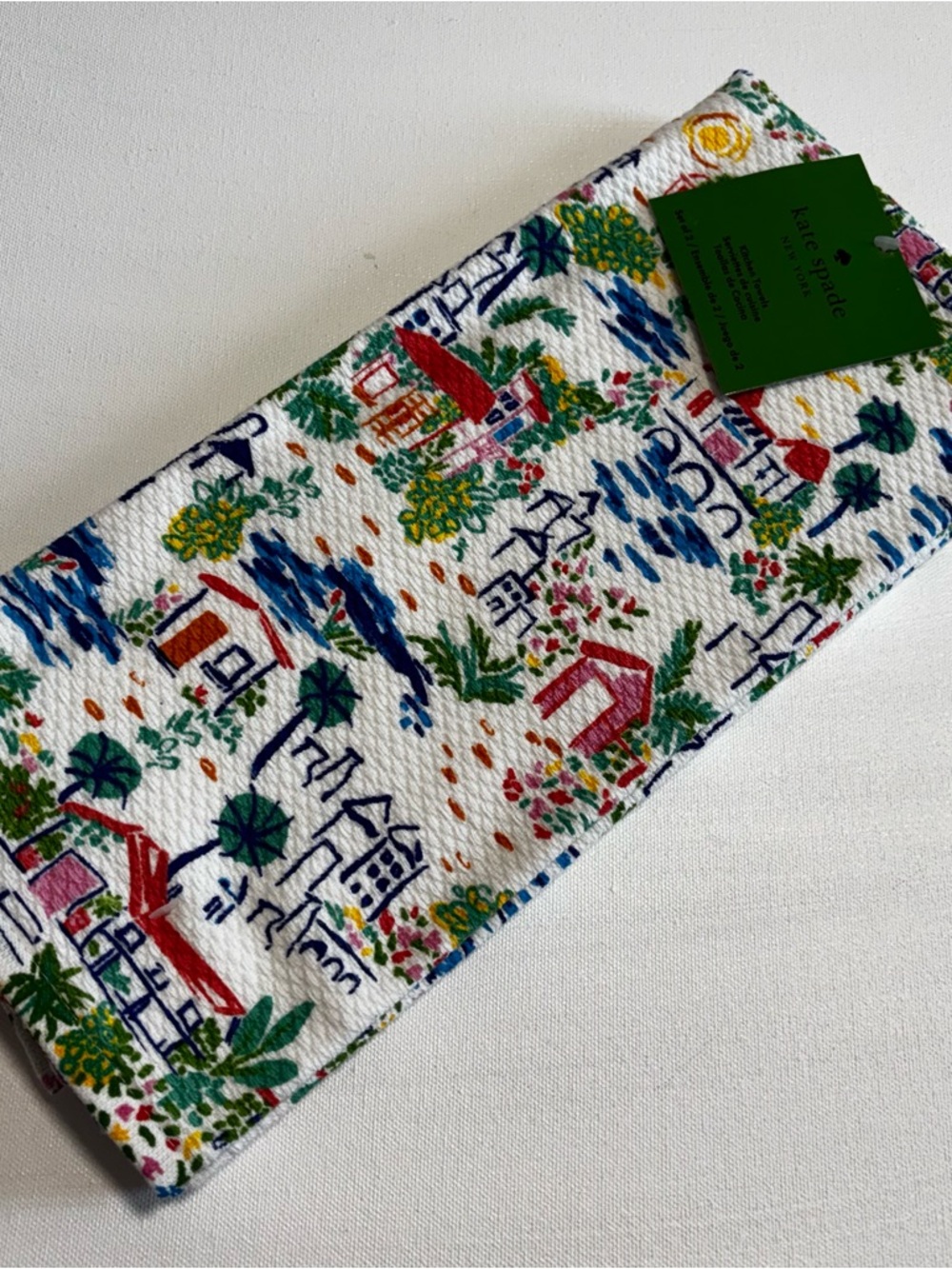 New Kate Spade Village Costal Vacation Print Tea Towels Set of 2